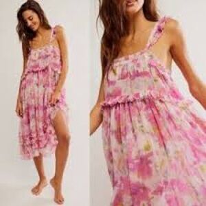 Free People Intimates Pink Floral Dress